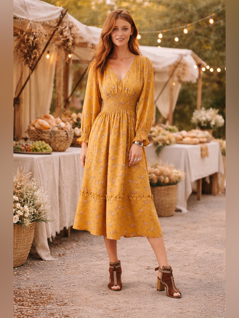 Outerknown Midi Dress Marigold Organic Cotton Silk Blend Nwt